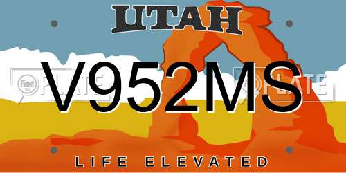 V952MS Utah License Plate