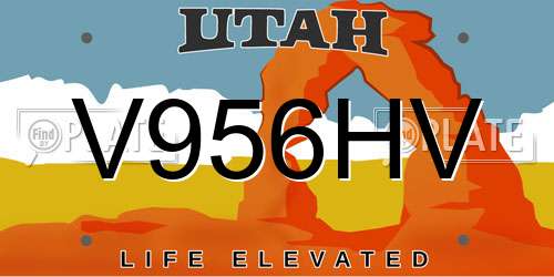 V956HV Utah License Plate
