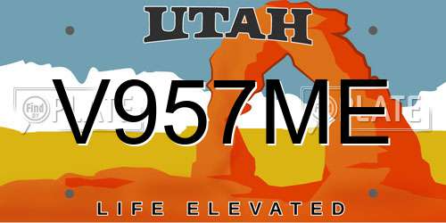 V957ME Utah License Plate