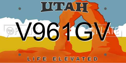 V961GV Utah License Plate