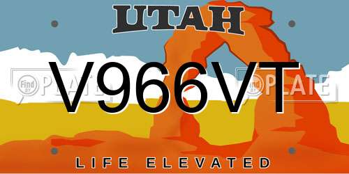 V966VT Utah License Plate
