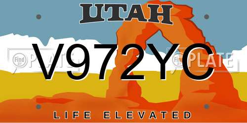 V972YC Utah License Plate