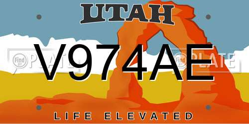 V974AE Utah License Plate