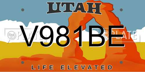 V981BE Utah License Plate