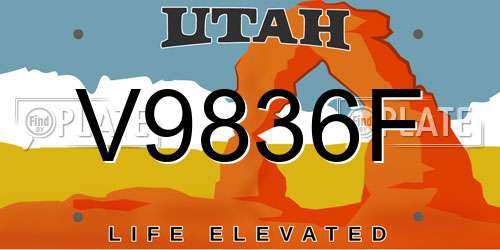 V9836F Utah License Plate