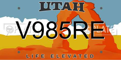 V985RE Utah License Plate