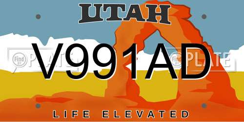 V991AD Utah License Plate