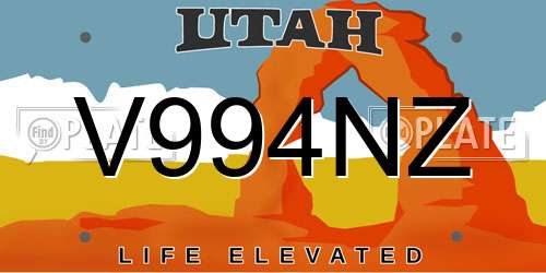 V994NZ Utah License Plate