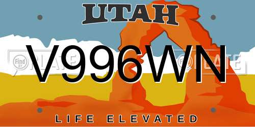 V996WN Utah License Plate