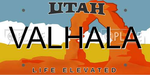 VALHALA Utah License Plate