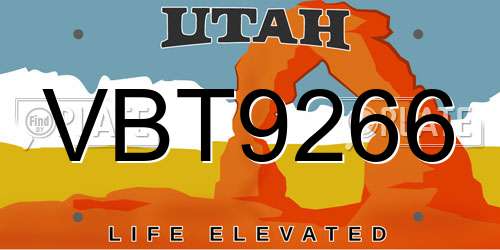 VBT9266 Utah License Plate