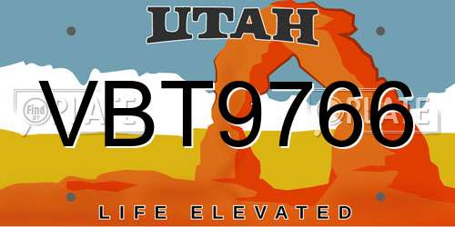 VBT9766 Utah License Plate
