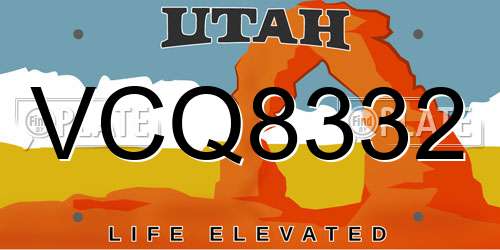 VCQ8332 Utah License Plate