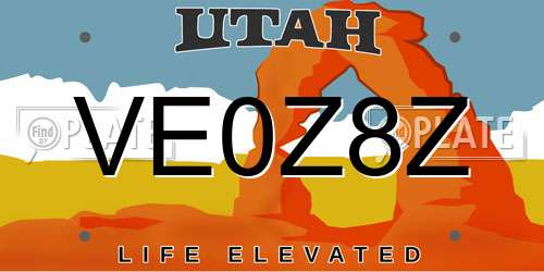 VE0Z8Z Utah License Plate