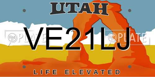 VE21LJ Utah License Plate