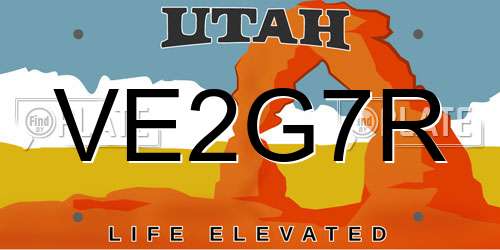VE2G7R Utah License Plate