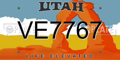 VE7767 Utah License Plate
