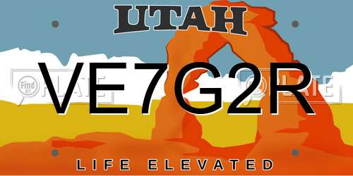VE7G2R Utah License Plate