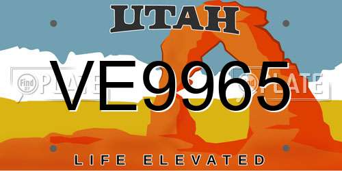 VE9965 Utah License Plate