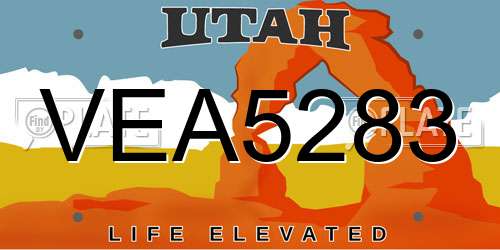 VEA5283 Utah License Plate