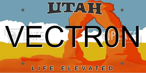 VECTR0N Utah License Plate