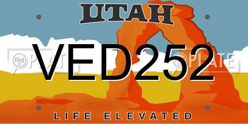 VED252 Utah License Plate