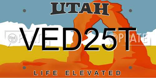VED25T Utah License Plate