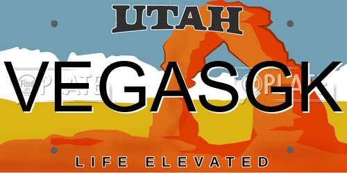 VEGASGK Utah License Plate