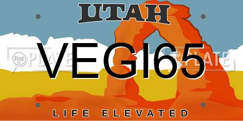 VEGI65 Utah License Plate