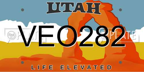 VEO282 Utah License Plate