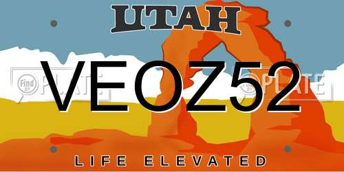 VEOZ52 Utah License Plate