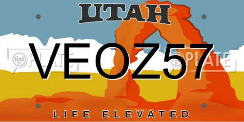 VEOZ57 Utah License Plate