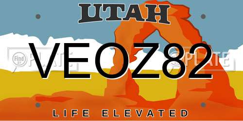 VEOZ82 Utah License Plate
