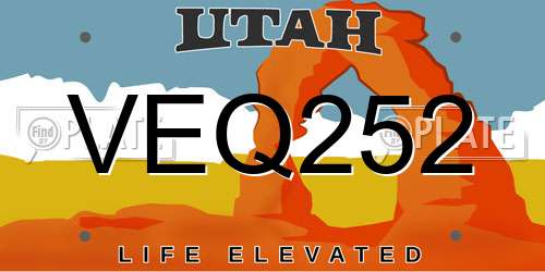 VEQ252 Utah License Plate