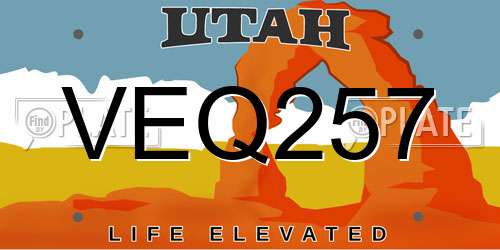VEQ257 Utah License Plate
