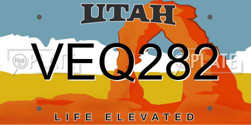 VEQ282 Utah License Plate
