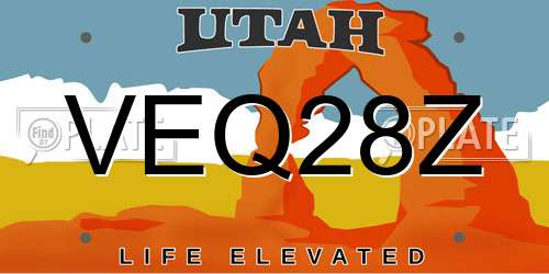 VEQ28Z Utah License Plate