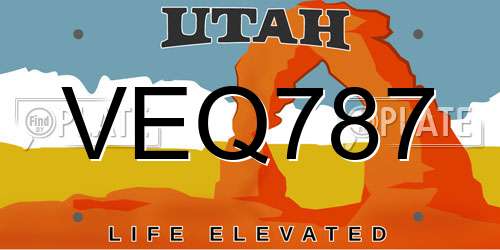 VEQ787 Utah License Plate