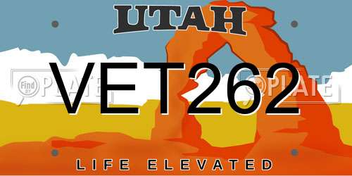 VET262 Utah License Plate
