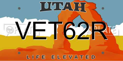VET62R Utah License Plate