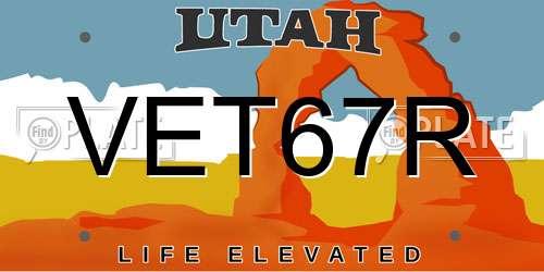 VET67R Utah License Plate