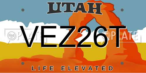 VEZ26T Utah License Plate