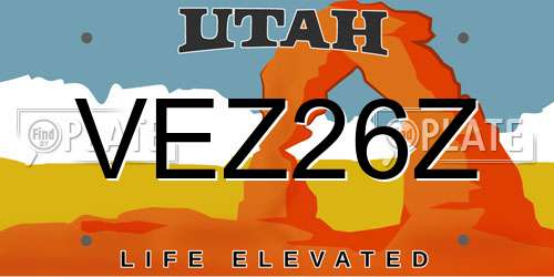 VEZ26Z Utah License Plate