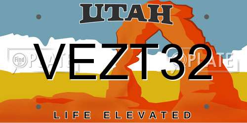 VEZT32 Utah License Plate