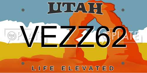 VEZZ62 Utah License Plate
