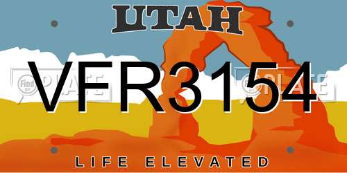 VFR3154 Utah License Plate