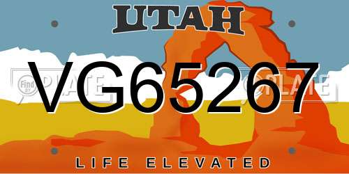 VG65267 Utah License Plate