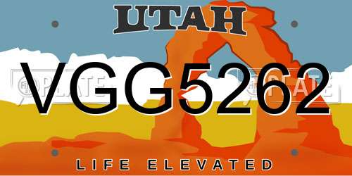VGG5262 Utah License Plate