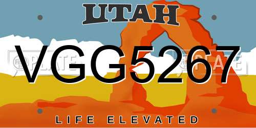 VGG5267 Utah License Plate