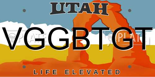 VGGBTGT Utah License Plate